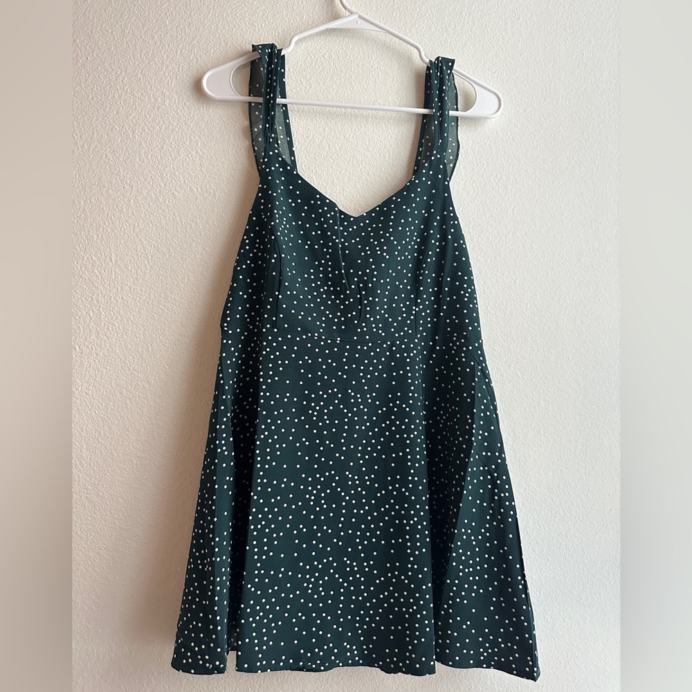 Polka dot green mini dress - L